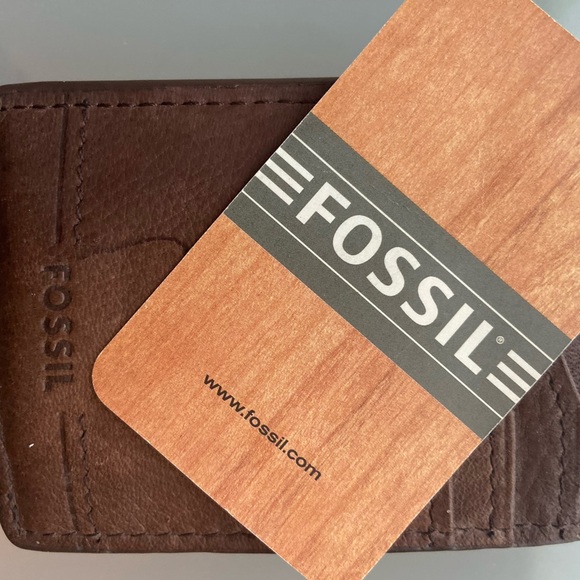 Vintage Fossil Men's Leather Brown Money Clip Wallet Card Holder - Picture 6 of 8